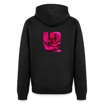 Roses dans l'amour lettrage - Veste à capuche bio Premium Unisexe - noir - Dos - Nico (187cm)