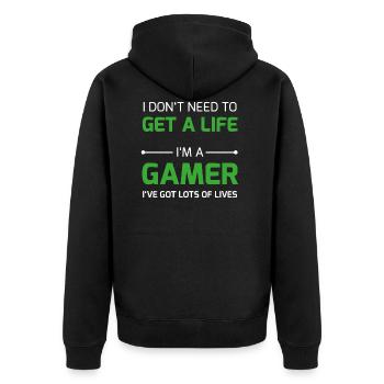 Gamer Vie / Respawn vie geek gamer ballot Plus - Veste à capuche bio Premium Unisexe - noir - Dos - Nico (187cm)