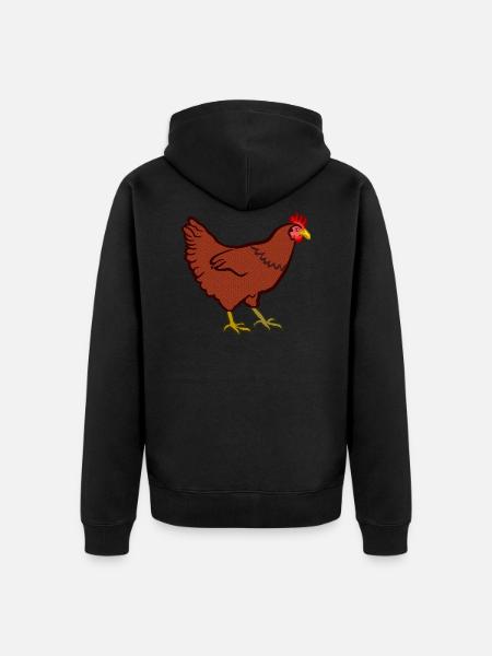 Ein Huhn - Unisex Premium Bio Zip Hoodie - Schwarz