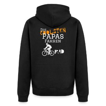 Die coolsten Papas fahren Rad - Fahrrad Vater Bmx - Unisex Premium Bio Zip Hoodie - Schwarz - Hinten - Nico (187cm)