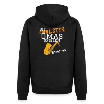 Die coolsten Omas spielen Saxophon - Orchester - Unisex Premium Bio Zip Hoodie - Schwarz - Hinten - Nico (187cm)