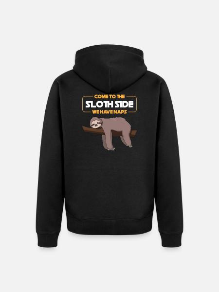 Come To The Sloth Side Gift - Unisex Premium Organic Zip Hoodie - black