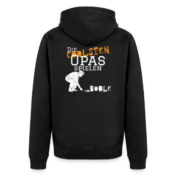 Die coolsten Opas spielen Boule - Kugelspiel - Unisex Premium Bio Zip Hoodie - Schwarz - Hinten - Nico (187cm)