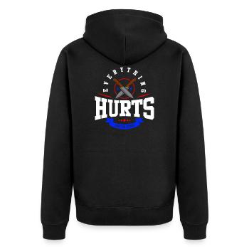 Alles tut weh und ich sterbe! - Unisex Premium Bio Zip Hoodie - Schwarz - Hinten - Nico (187cm)