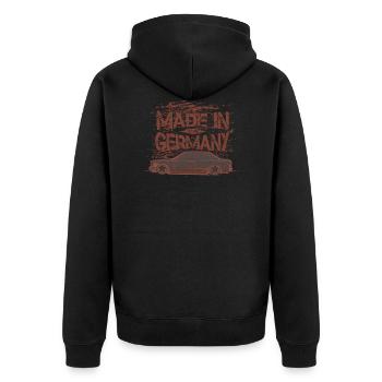 w201 - Unisex Premium Organic Zip Hoodie - black - Back - Nico (187cm)