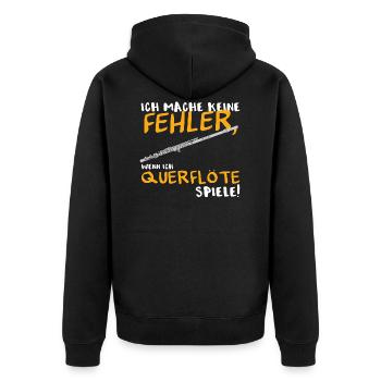 Ich mache keine Fehler! - Querflöte Musiker Musik - Unisex Premium Bio Zip Hoodie - Schwarz - Hinten - Nico (187cm)
