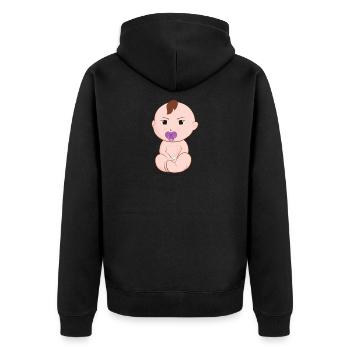 Bébé avec une tétine. Cadeau. - Veste à capuche bio Premium Unisexe - noir - Dos - Nico (187cm)