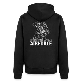 AIREDALE Life is better - Veste à capuche bio Premium Unisexe - noir - Dos - Nico (187cm)
