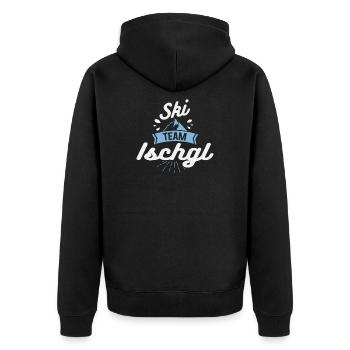 Apres Ski Team Ischgl - Unisex Premium Bio Zip Hoodie - Schwarz - Hinten - Nico (187cm)