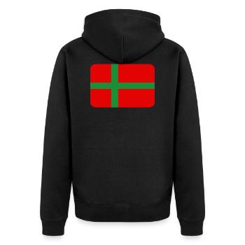 BORNHOLM FLAG round corner 400 dpi - Unisex Premium Organic Zip Hoodie - black - Back - Nico (187cm)