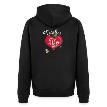 Lehrer Shirt - Herz Geschenk - Unisex Premium Bio Zip Hoodie - Schwarz - Hinten - Nico (187cm)