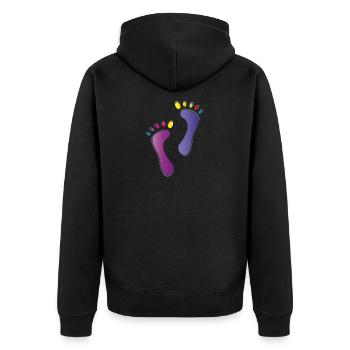 Füße Fußpur Logo Fußpflege Wellness - Unisex Premium Bio Zip Hoodie - Schwarz - Hinten - Nico (187cm)