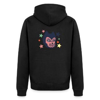 Galaktische Katze - Unisex Premium Bio Zip Hoodie - Schwarz - Hinten - Nico (187cm)