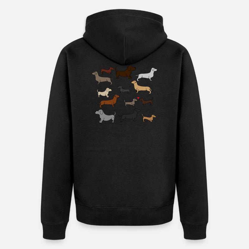 super mignon teckel , idée cadeau - Veste à capuche bio Premium Unisexe - noir