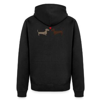 two kissing dachshunds, gift idea - Unisex Premium Organic Zip Hoodie - black - Back - Nico (187cm)