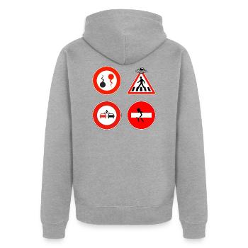 Panneaux Routiers - Veste à capuche bio Premium Unisexe - gris chiné - Dos - Nico (187cm)