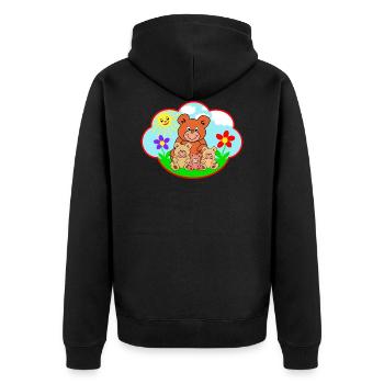 Four funny teddy bears on the meadow gift - Unisex Premium Organic Zip Hoodie - black - Back - Nico (187cm)