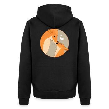 Tier Fuchs Liebe Familie Mutter Kind Vater - Unisex Premium Bio Zip Hoodie - Schwarz - Hinten - Nico (187cm)