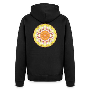 Yellow circle pattern sun flowers gift - Unisex Premium Organic Zip Hoodie - black - Back - Nico (187cm)