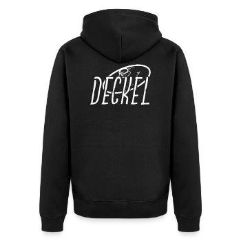 Deckel Topf Geschenk Partnerlook Beziehung shirt - Unisex Premium Bio Zip Hoodie - Schwarz - Hinten - Nico (187cm)