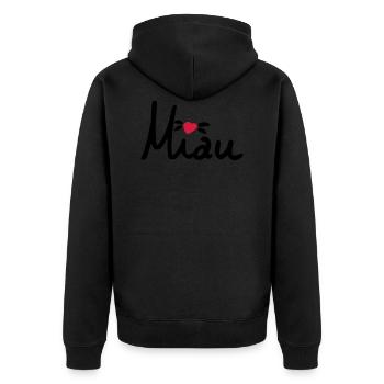 Miau sweet lettering with heart, cat, gift - Unisex Premium Organic Zip Hoodie - black - Back - Nico (187cm)