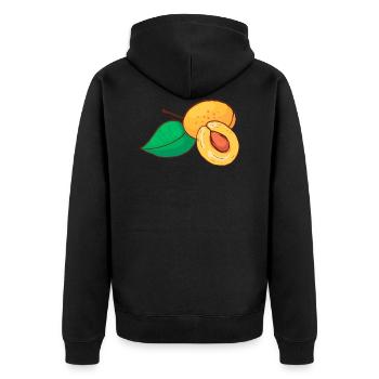 Mirabelle Gelbe Zwetschge Pflaumen Pflaume - Unisex Premium Bio Zip Hoodie - Schwarz - Hinten - Nico (187cm)