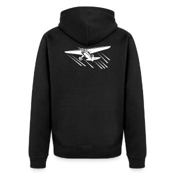 Umriss Sport Flugzeug - Unisex Premium Bio Zip Hoodie - Schwarz - Hinten - Nico (187cm)