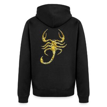 Scorpion, digital, Scorpio, gold - Unisex Premium Organic Zip Hoodie - black - Back - Nico (187cm)