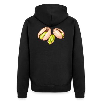 Pistazien Pistazie Pistazienbaum Nuss Nüsse Nuß - Unisex Premium Bio Zip Hoodie - Schwarz - Hinten - Nico (187cm)