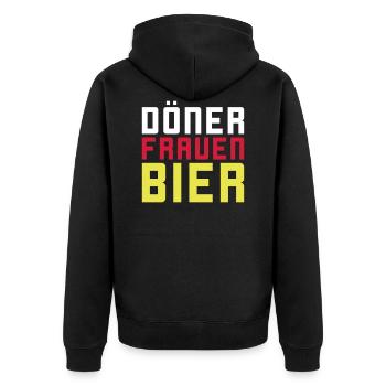 Döner Frauen Bier - Unisex Premium Bio Zip Hoodie - Schwarz - Hinten - Nico (187cm)