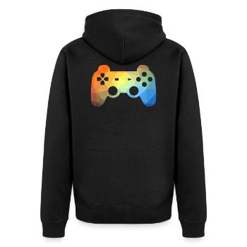 Colorful gaming controller - Unisex Premium Organic Zip Hoodie - black - Back - Nico (187cm)