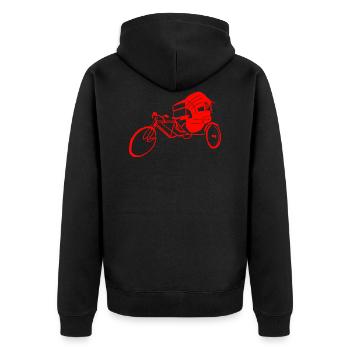 Rickshaw in red - Unisex Premium Organic Zip Hoodie - black - Back - Nico (187cm)