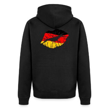 Fußball Deutschland 2020 Europameister WM Fan Kuss - Unisex Premium Bio Zip Hoodie - Schwarz - Hinten - Nico (187cm)
