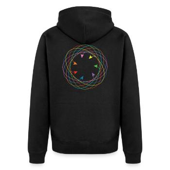 Sept cercles colorés - Veste à capuche bio Premium Unisexe - noir - Dos - Nico (187cm)