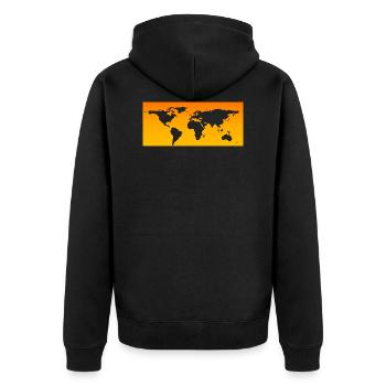 Carte du monde orange transparent - Veste à capuche bio Premium Unisexe - noir - Dos - Nico (187cm)