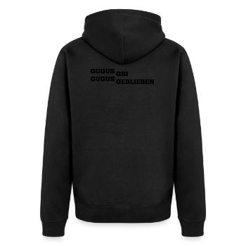 Gugus gsi gugus geblieben Schweiz Logo - Unisex Premium Bio Zip Hoodie - Schwarz - Hinten - Nico (187cm)