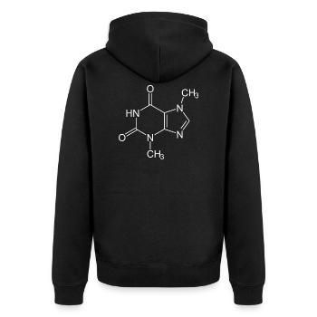 Theobromin Schokolade Strukturformel - Unisex Premium Bio Zip Hoodie - Schwarz - Hinten - Nico (187cm)