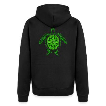 Grüne gemusterte Meeresschildkröte Schildkröte - Unisex Premium Bio Zip Hoodie - Schwarz - Hinten - Nico (187cm)