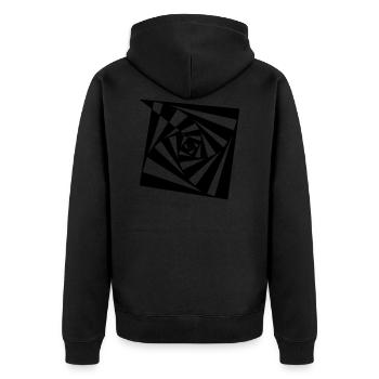 Spiral Tribe psychedelische Illusion - Unisex Premium Bio Zip Hoodie - Schwarz - Hinten - Nico (187cm)