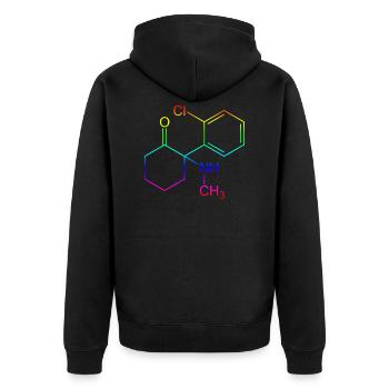 Ketamine structural formula - Unisex Premium Organic Zip Hoodie - black - Back - Nico (187cm)