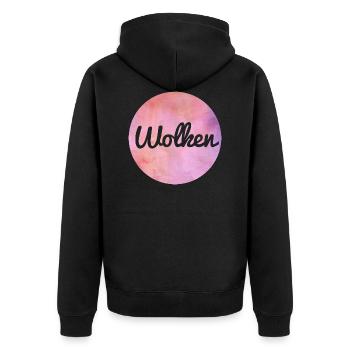 Wolken Trendy Himmlisch Rundes Wolken Design - Unisex Premium Bio Zip Hoodie - Schwarz - Hinten - Nico (187cm)