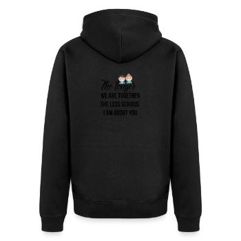The longer we are together - Unisex Premium Bio Zip Hoodie - Schwarz - Hinten - Nico (187cm)