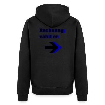 He pays the bill - Unisex Premium Organic Zip Hoodie - black - Back - Nico (187cm)