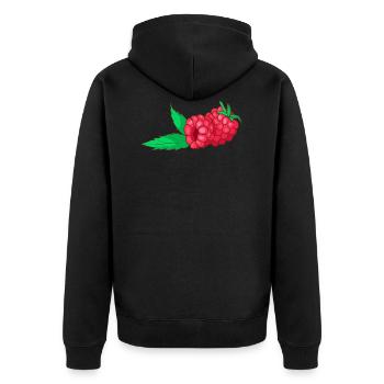 Himbeeren - Unisex Premium Bio Zip Hoodie - Schwarz - Hinten - Nico (187cm)