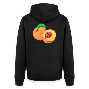 Peaches - Unisex Premium Organic Zip Hoodie - black - Back - Nico (187cm)