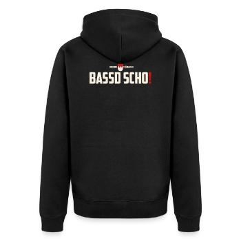 bassd scho! - Unisex Premium Bio Zip Hoodie - Schwarz - Hinten - Nico (187cm)