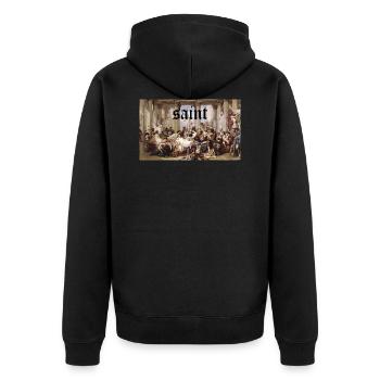 Heilige - Unisex Premium Bio Zip Hoodie - Schwarz - Hinten - Nico (187cm)