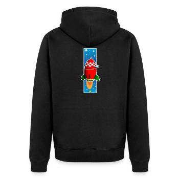 Rakete copy2 - Unisex Premium Bio Zip Hoodie - Schwarz - Hinten - Nico (187cm)