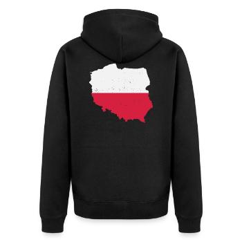 Map Flag Poland T-Shirt Polska Gift - Unisex Premium Organic Zip Hoodie - black - Back - Nico (187cm)