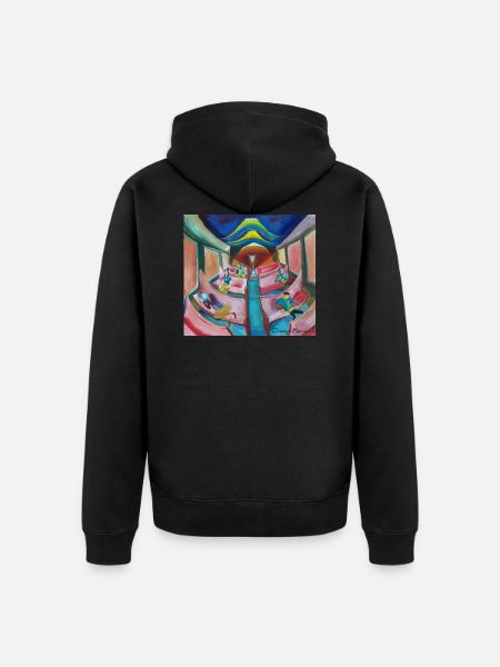 train at night 3 - Unisex Premium Organic Zip Hoodie - black